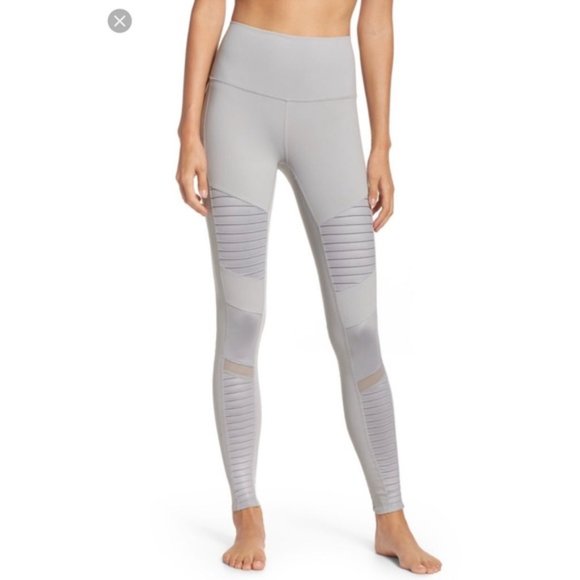 ALO Yoga Pants - ALO High Waist Yoga Moto Leggings Gray Color Size Small